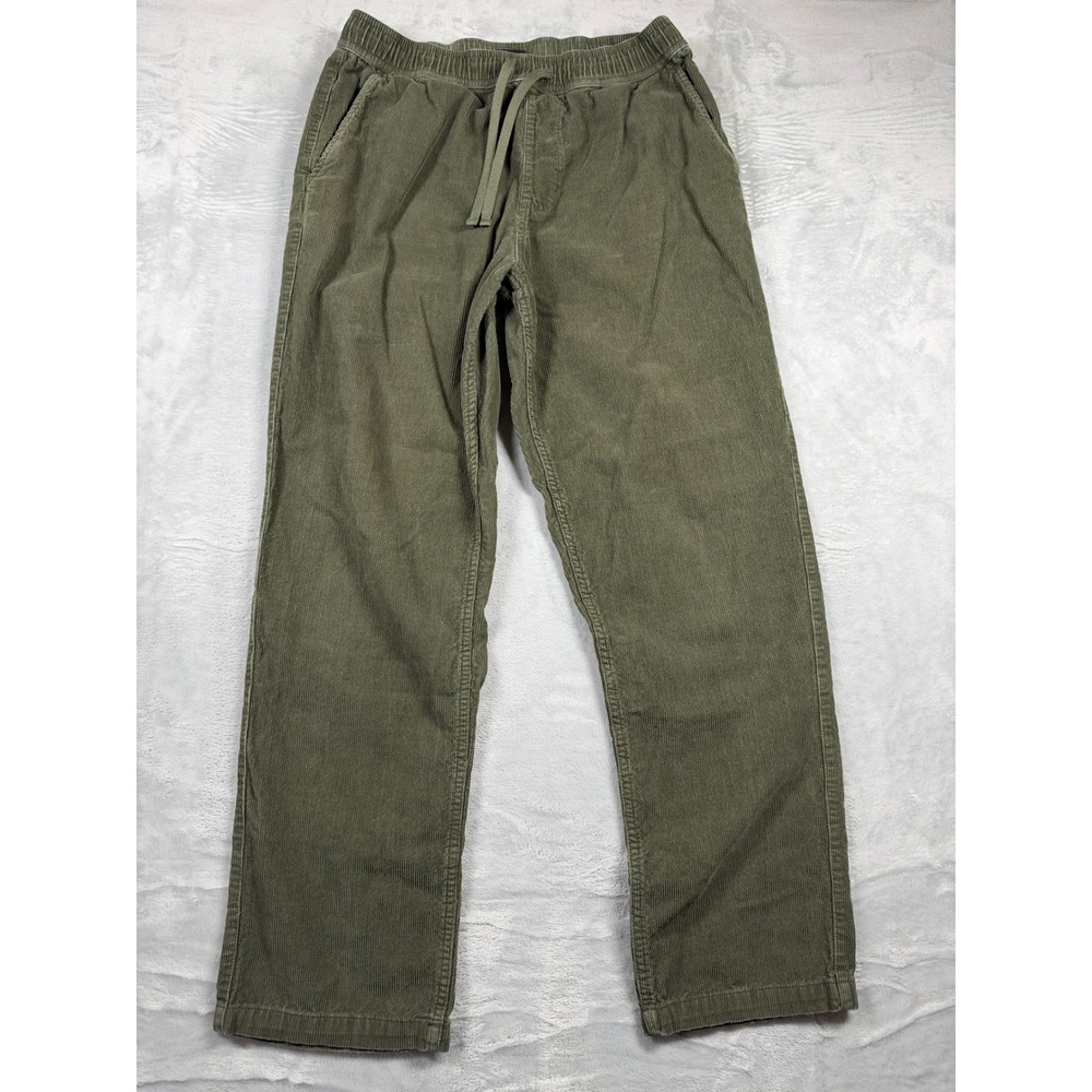 Quiksilver Men's M Olive Corduroy Pants Elastic Waist Drawstring Surf Skate